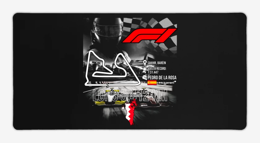 Mouse pad Gamer Negro de F1 Circuito de Sakhir