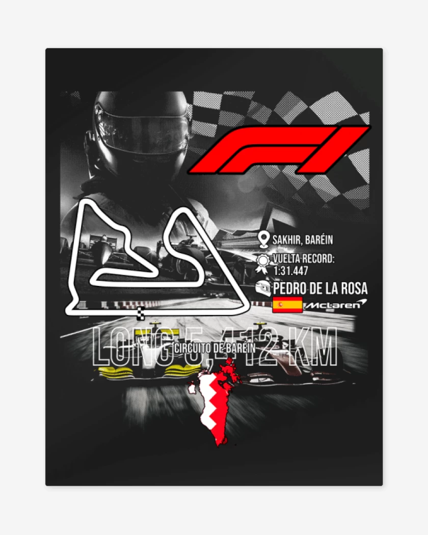 Print metalico Negro de F1 Circuito de Sakhir