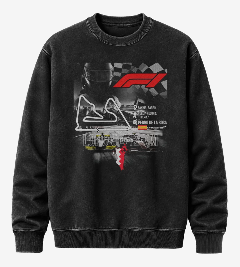 Poleron Polo Acid Wash Negro de F1 Circuito de Sakhir