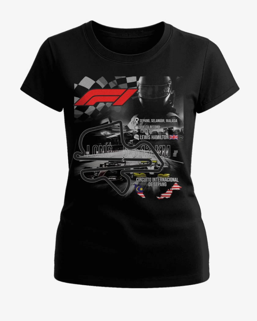 Polera de Mujer Negro de F1 Circuito de Sepang