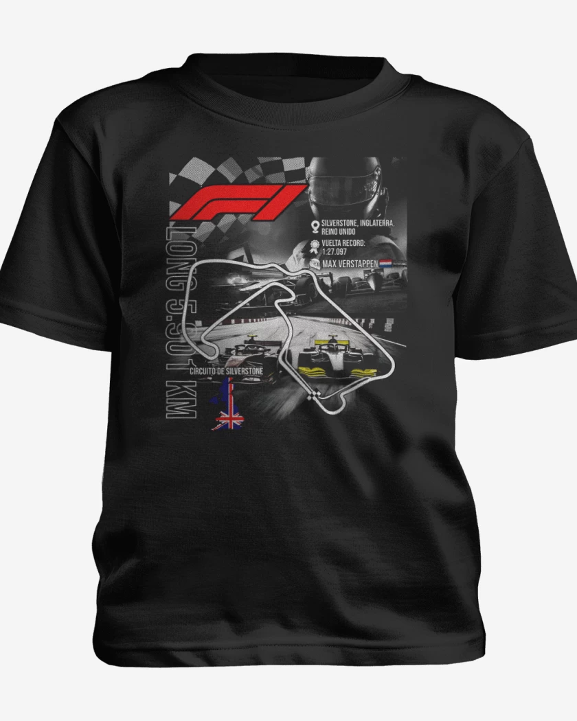 Polera de niño Negro de F1 Circuito de Silverstone