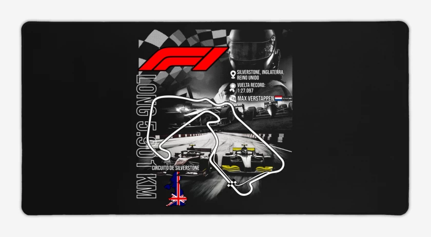 Mouse pad Gamer Negro de F1 Circuito de Silverstone