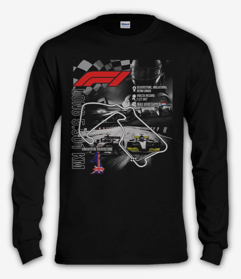 Polera manga larga Negro de F1 Circuito de Silverstone