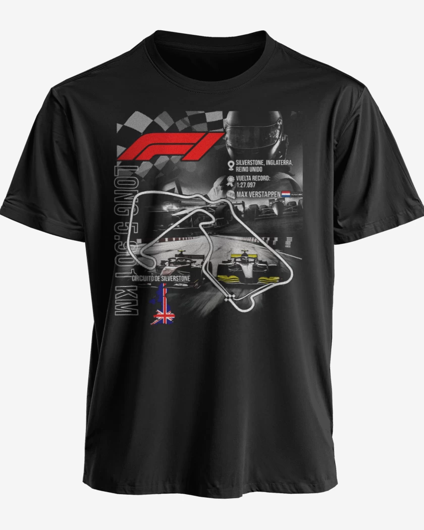 Polera premium Negro de F1 Circuito de Silverstone