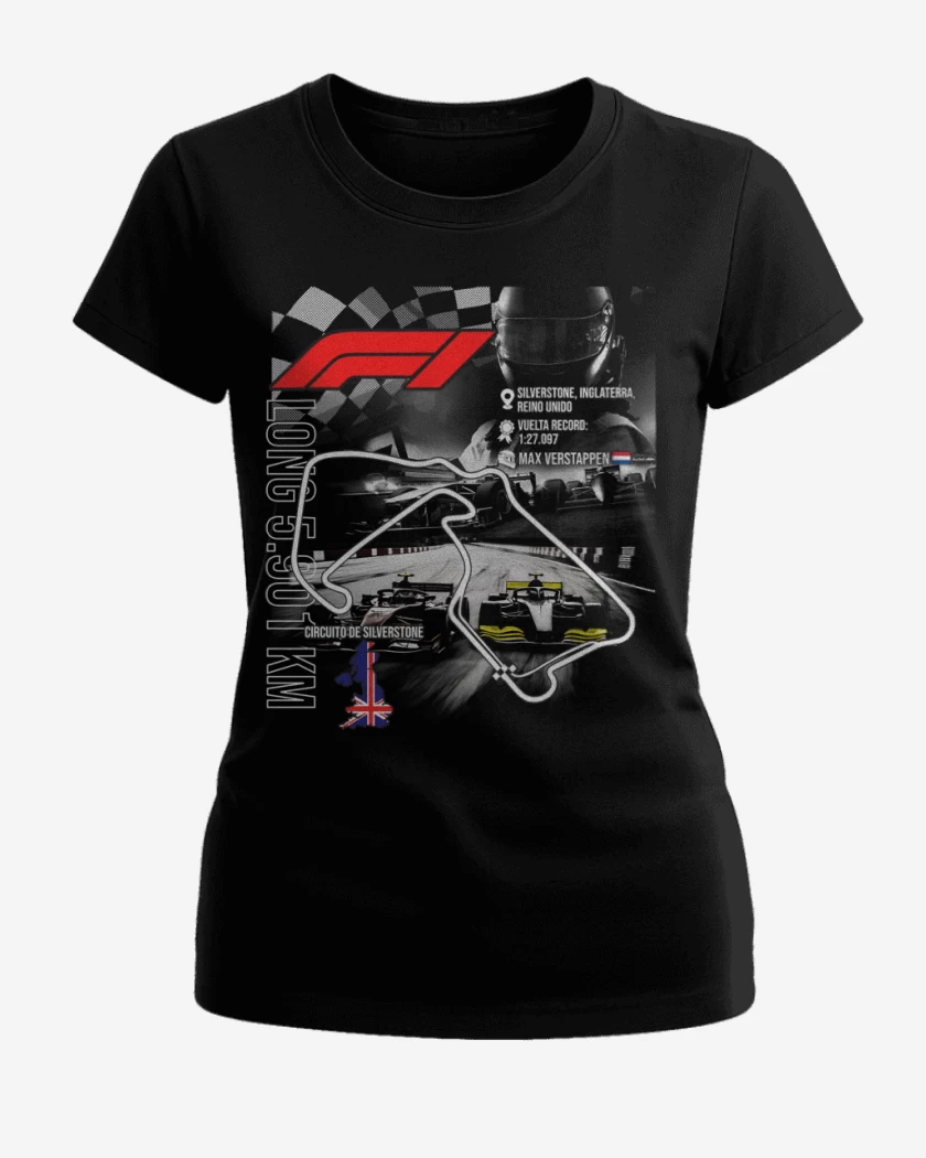 Polera de Mujer Negro de F1 Circuito de Silverstone