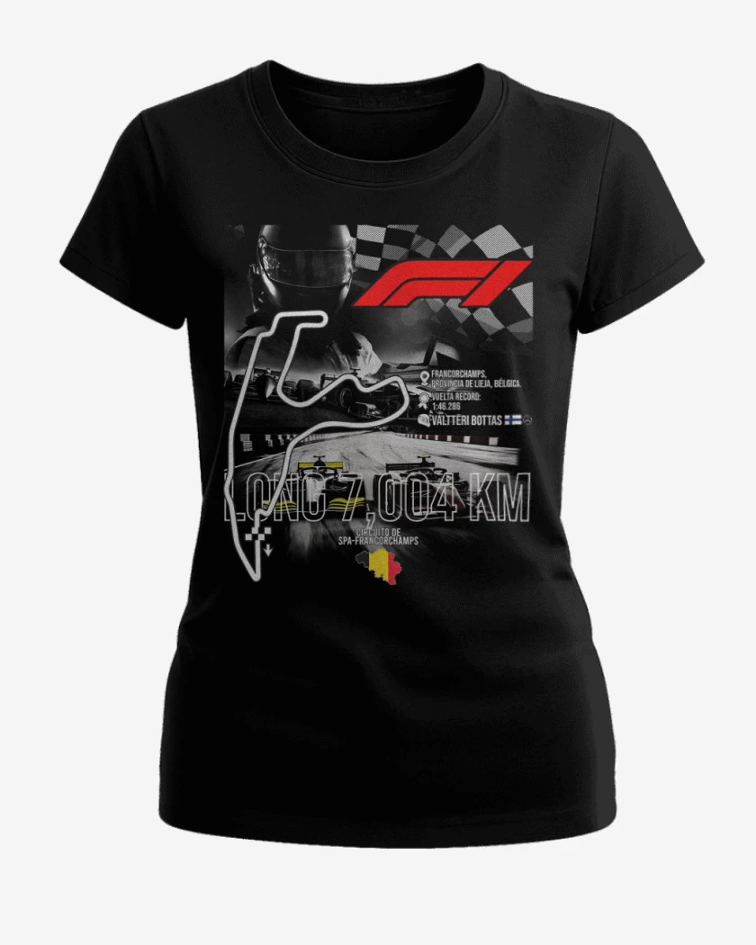 Polera de Mujer Negro de F1 Circuito de Spa-Francorchamps