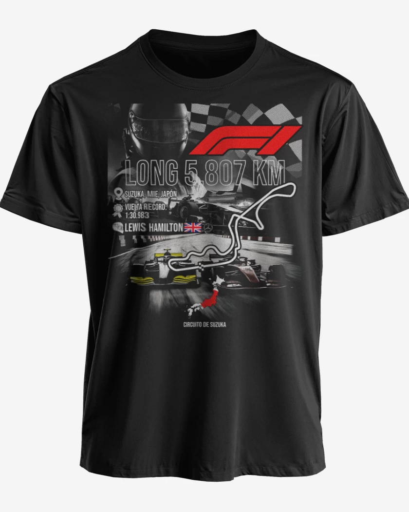 Polera premium Negro de F1 Circuito de Suzuka
