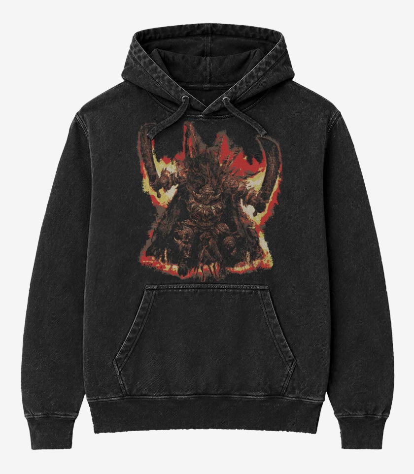 Poleron Canguro Acid Wash Negro de Starscourge Radahn