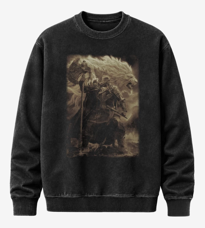 Poleron Polo Acid Wash Negro de Godfrey The First Elden Lord