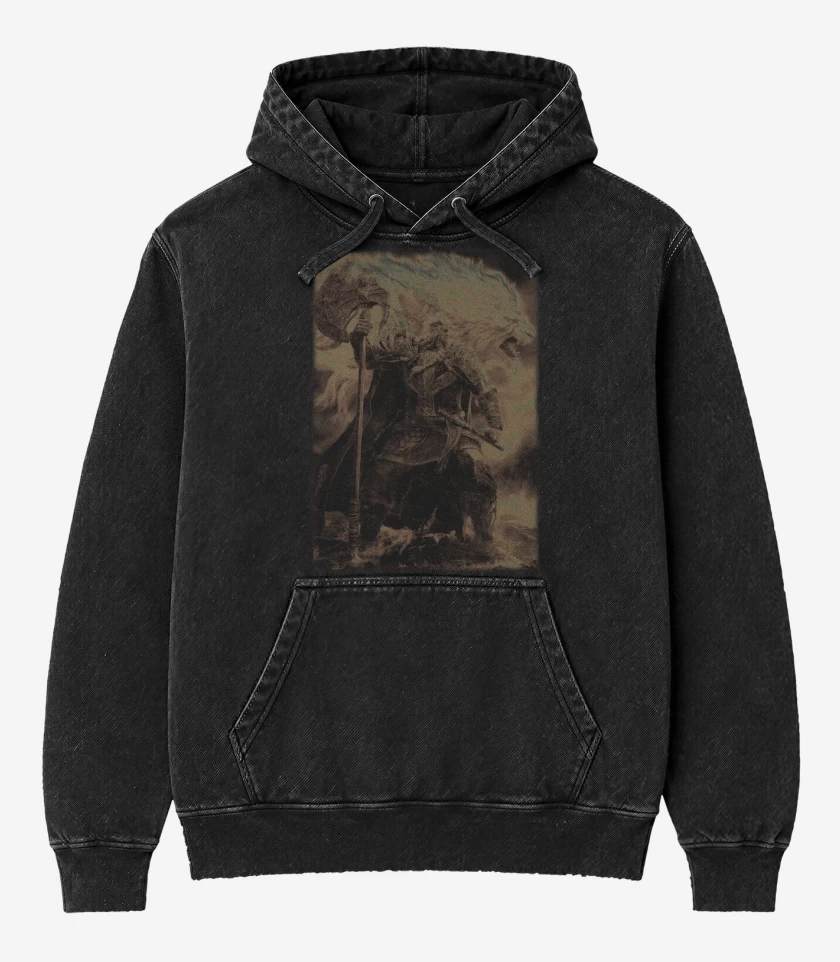 Poleron Canguro Acid Wash Negro de Godfrey The First Elden Lord 2