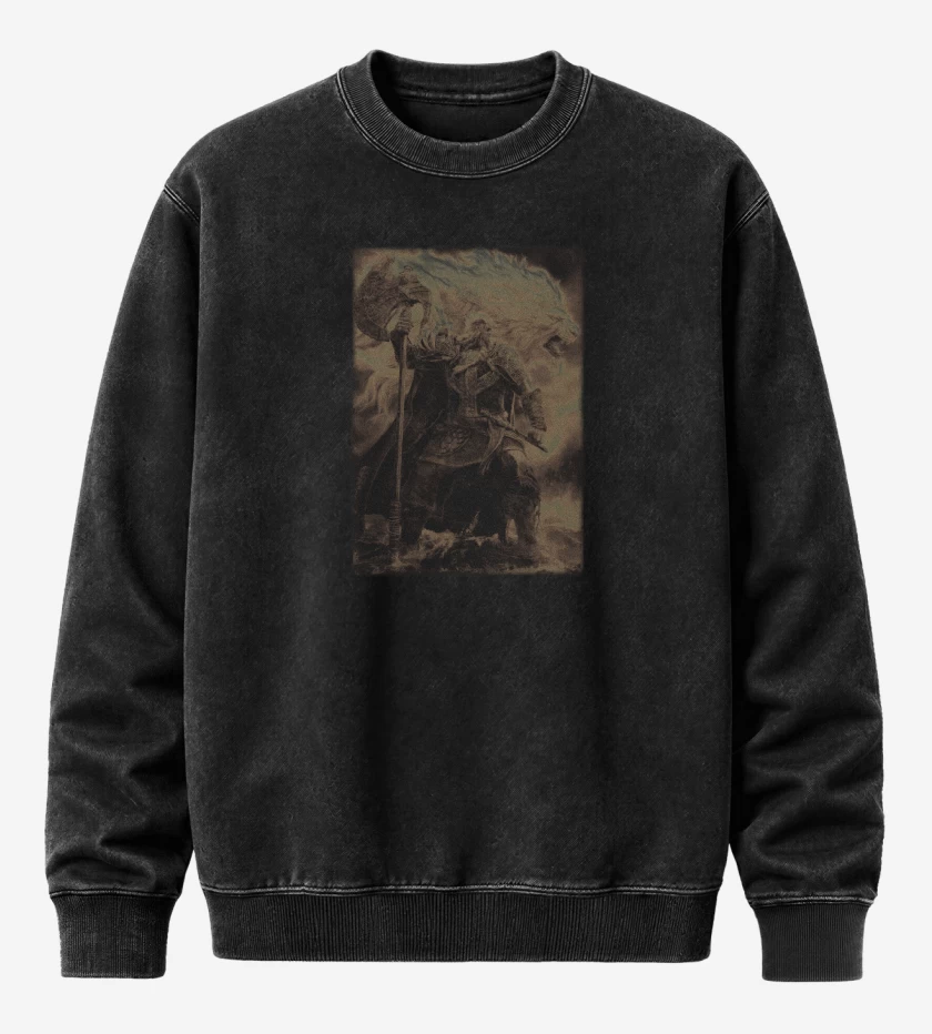 Poleron Polo Acid Wash Negro de Godfrey The First Elden Lord 2