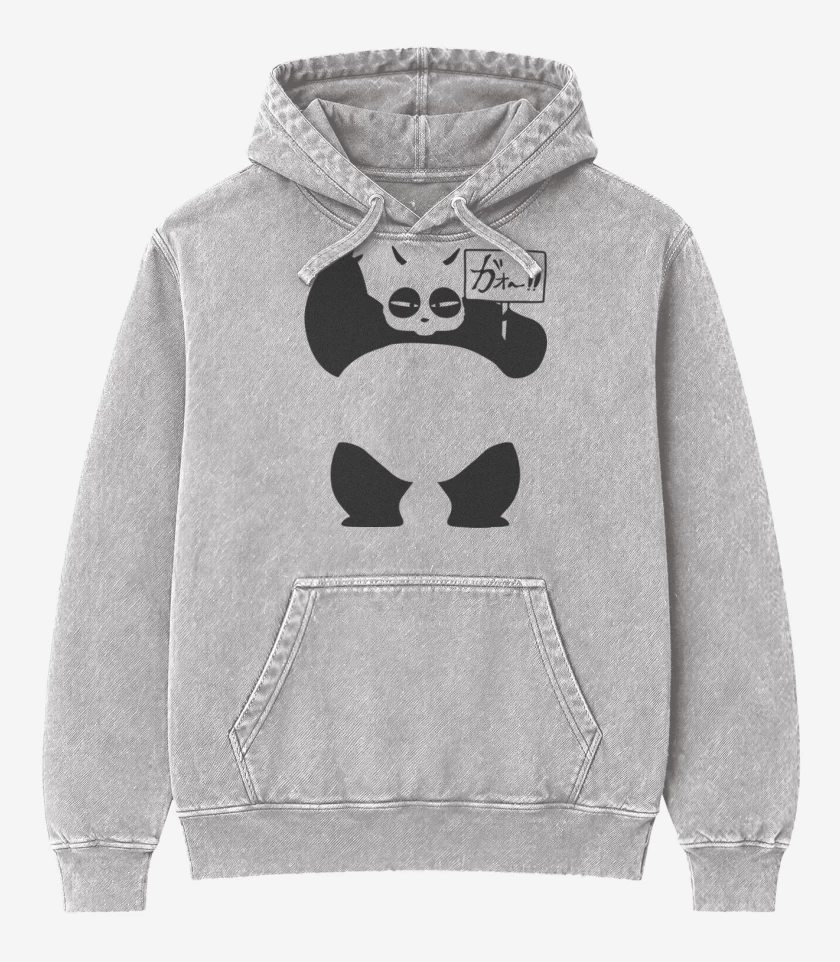 Poleron Canguro Acid Wash Gris Melange de Panda