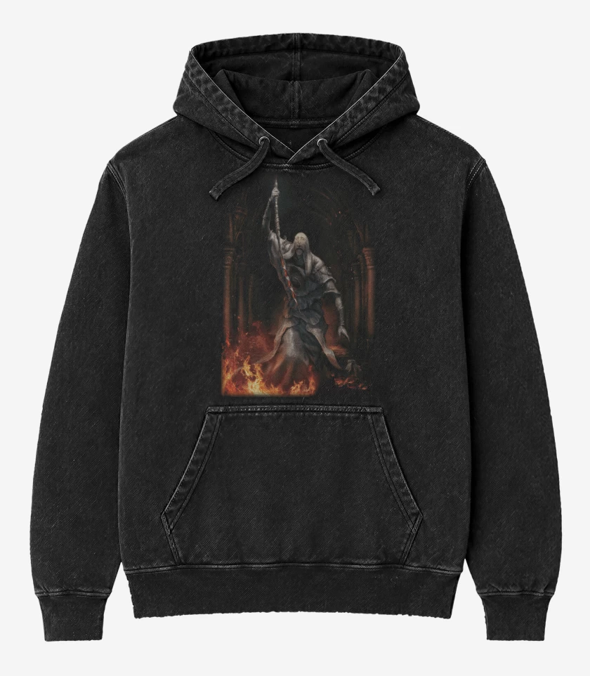 Poleron Canguro Acid Wash Negro de Godskin Apostle