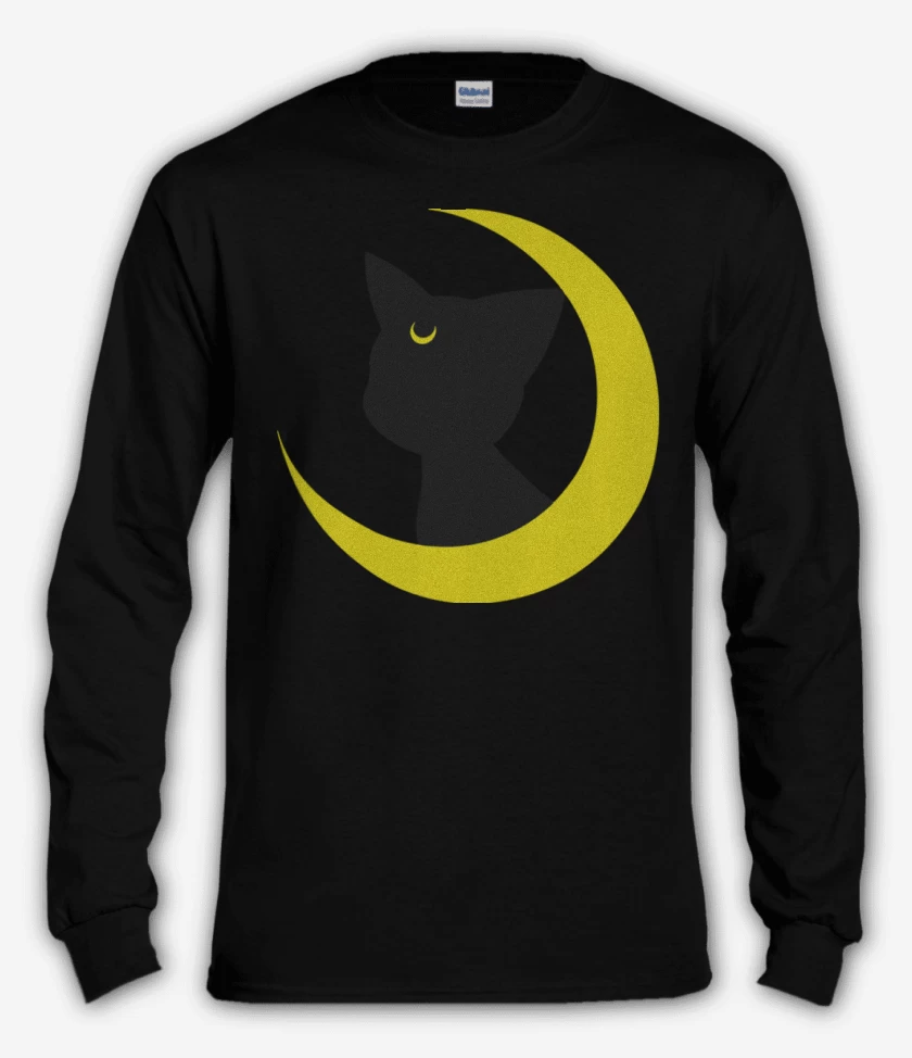 Polera manga larga Negro de Luna gato