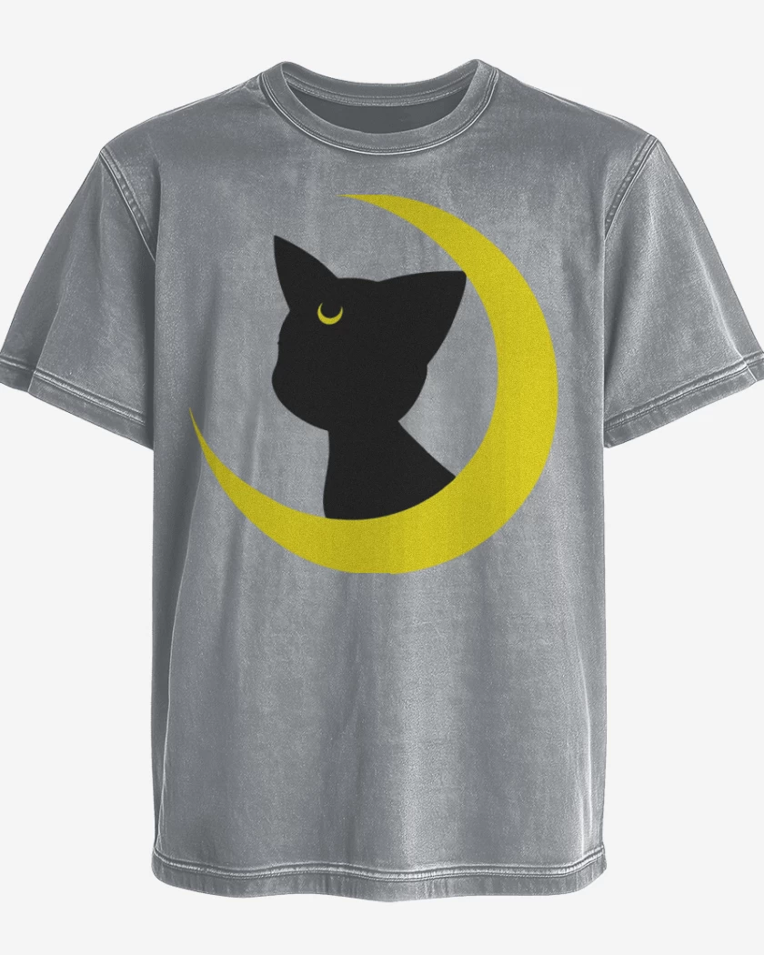 Polera desgastada Gris Melange de Luna gato