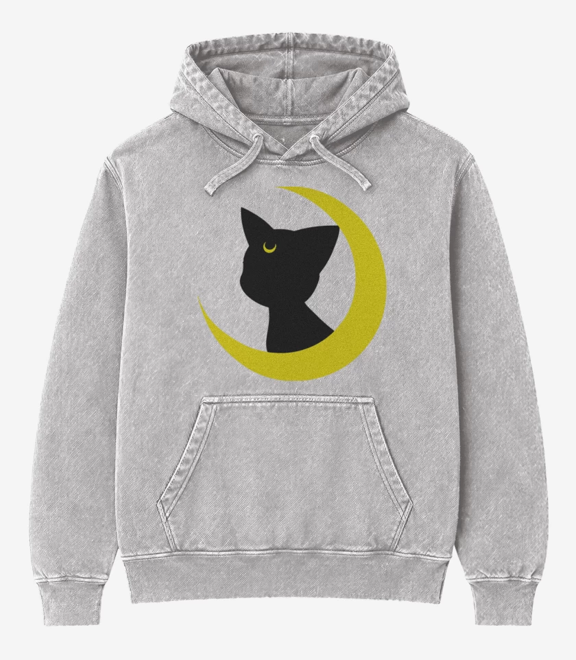 Poleron Canguro Acid Wash Gris Melange de Luna gato