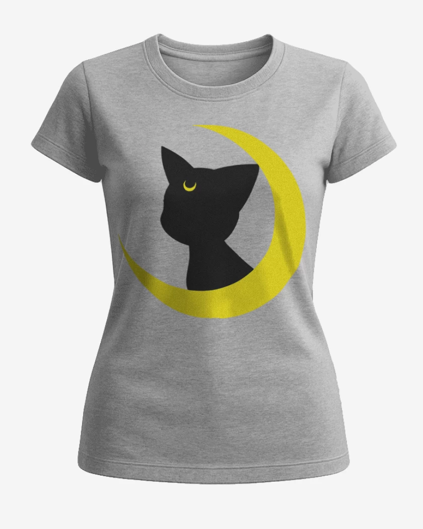 Polera de Mujer Gris Melange de Luna gato