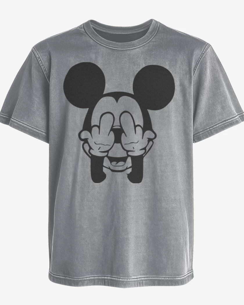 Polera desgastada Gris Melange de Mickey