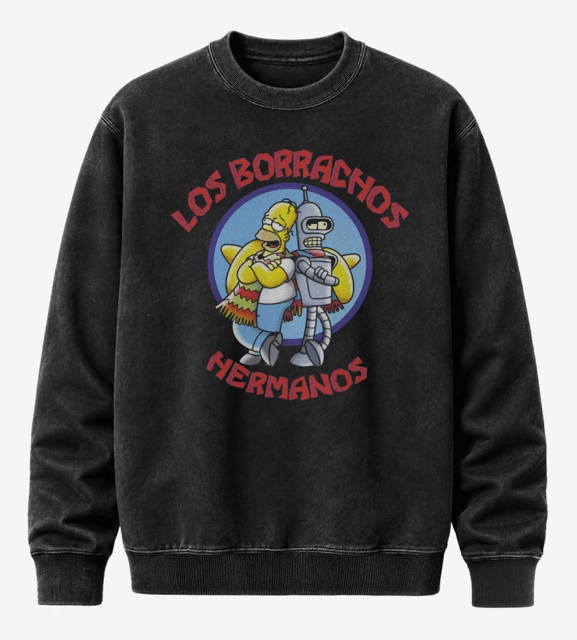 Poleron Polo Acid Wash Negro de Borrachos Hermanos