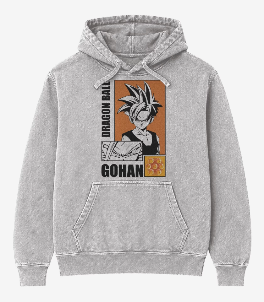 Poleron Canguro Acid Wash Gris Melange de Son Gohan