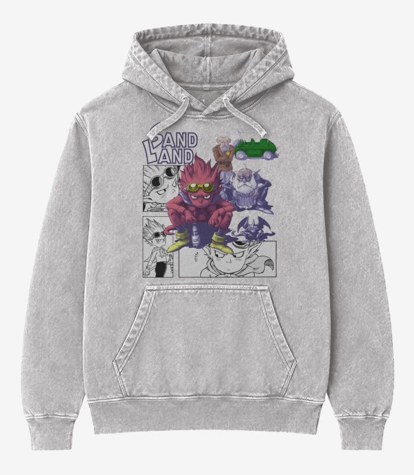 Poleron Canguro Acid Wash Gris Melange de Sand Land 