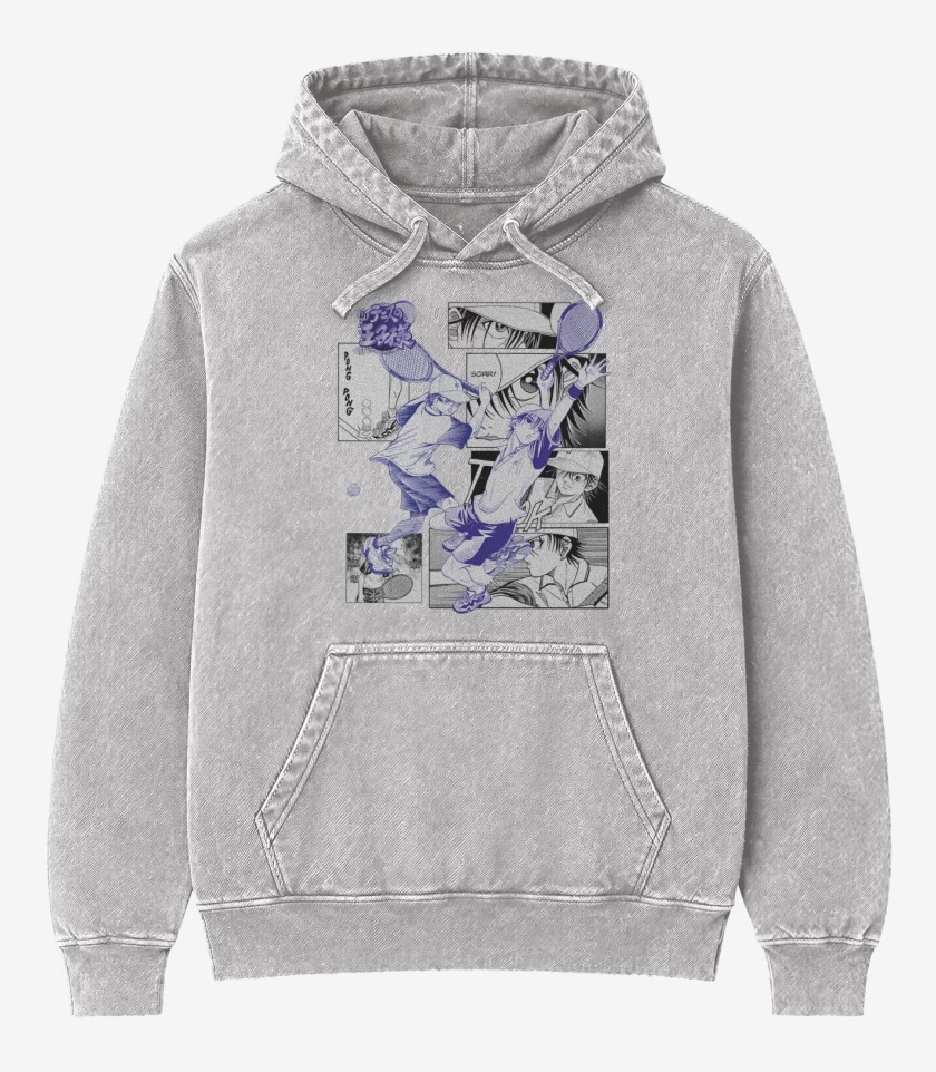 Poleron Canguro Acid Wash Gris Melange de Principe del tennis