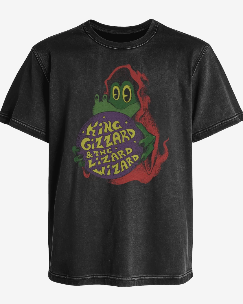 Polera desgastada Negro de Lizard Wizard KGLW