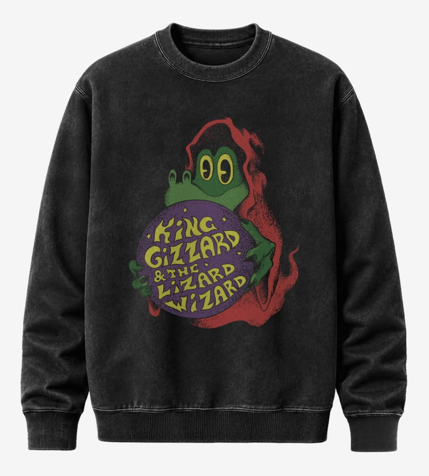 Poleron Polo Acid Wash Negro de Lizard Wizard KGLW