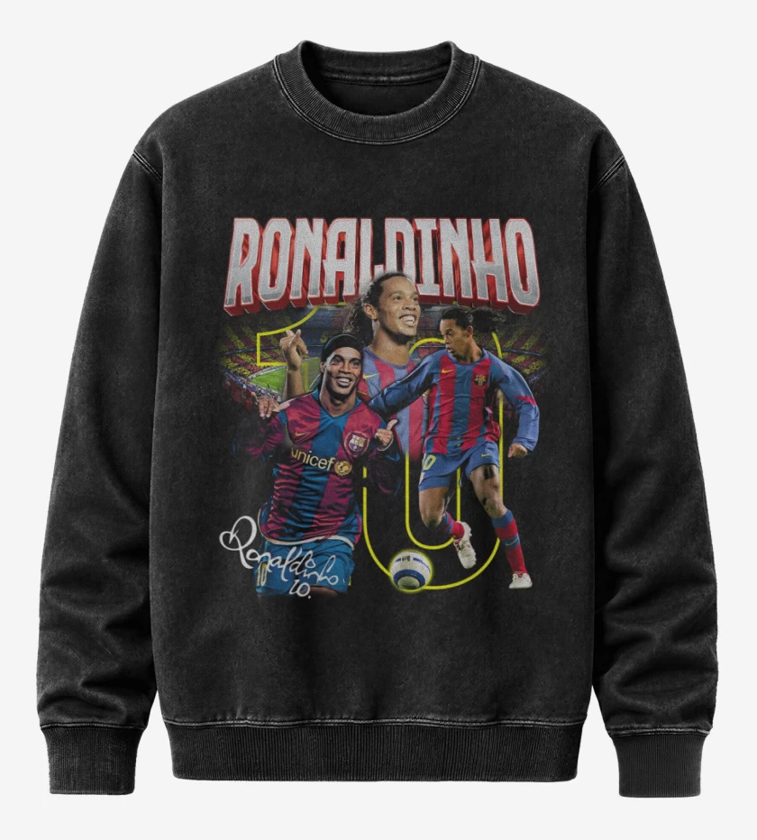 Poleron Polo Acid Wash Negro de Ronaldinho