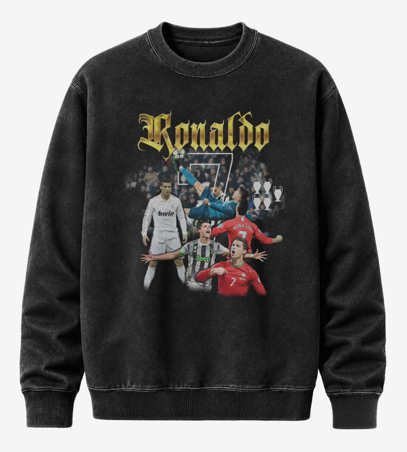 Poleron Polo Acid Wash Negro de Cr7