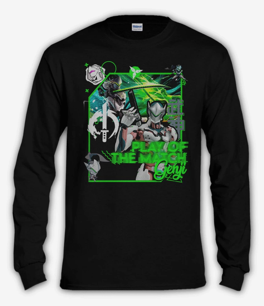 Polera manga larga Negro de Play of the match Genji