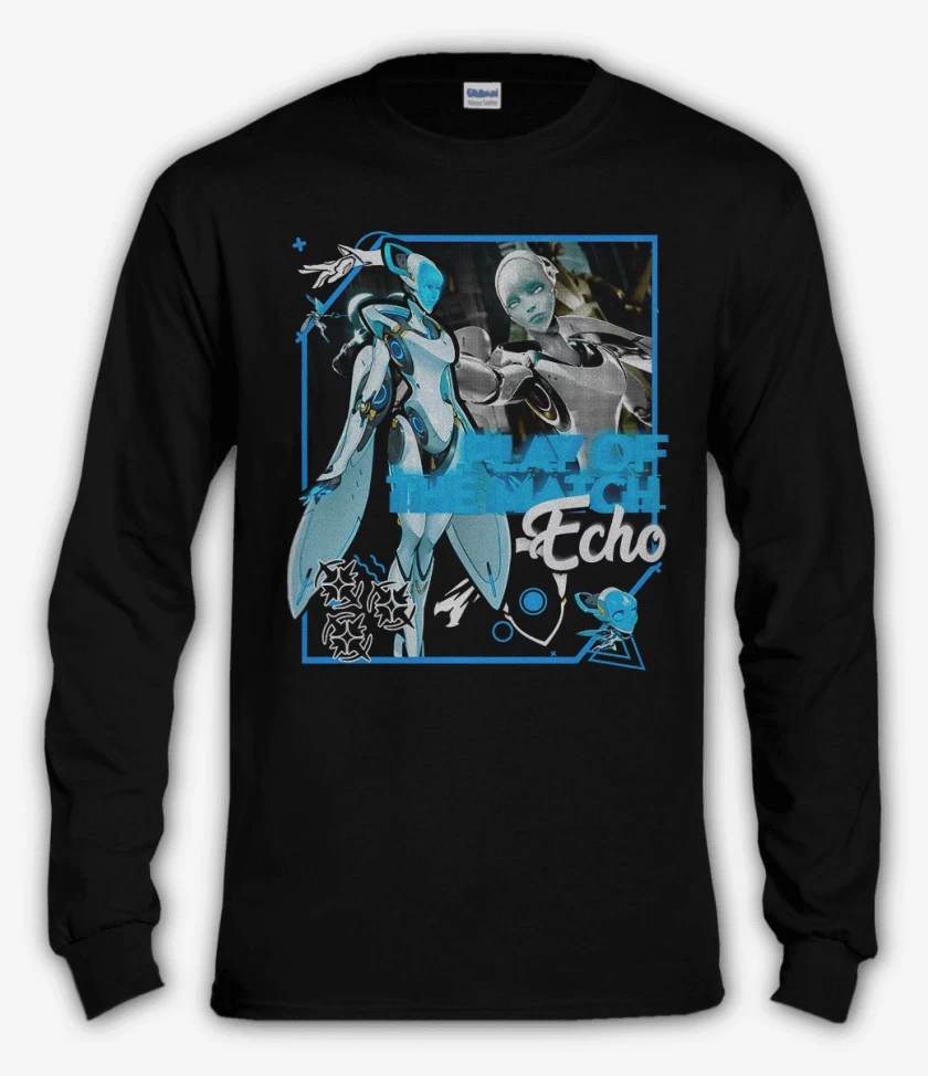 Polera manga larga Negro de Play of the match echo