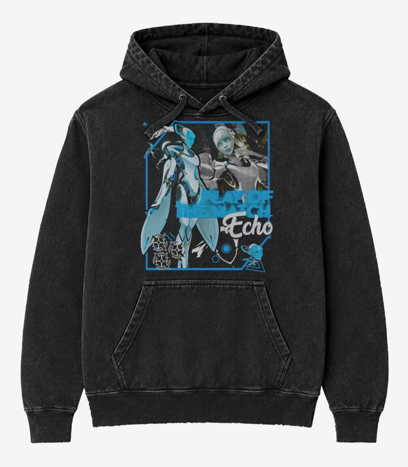 Poleron Canguro Acid Wash Negro de Play of the match echo