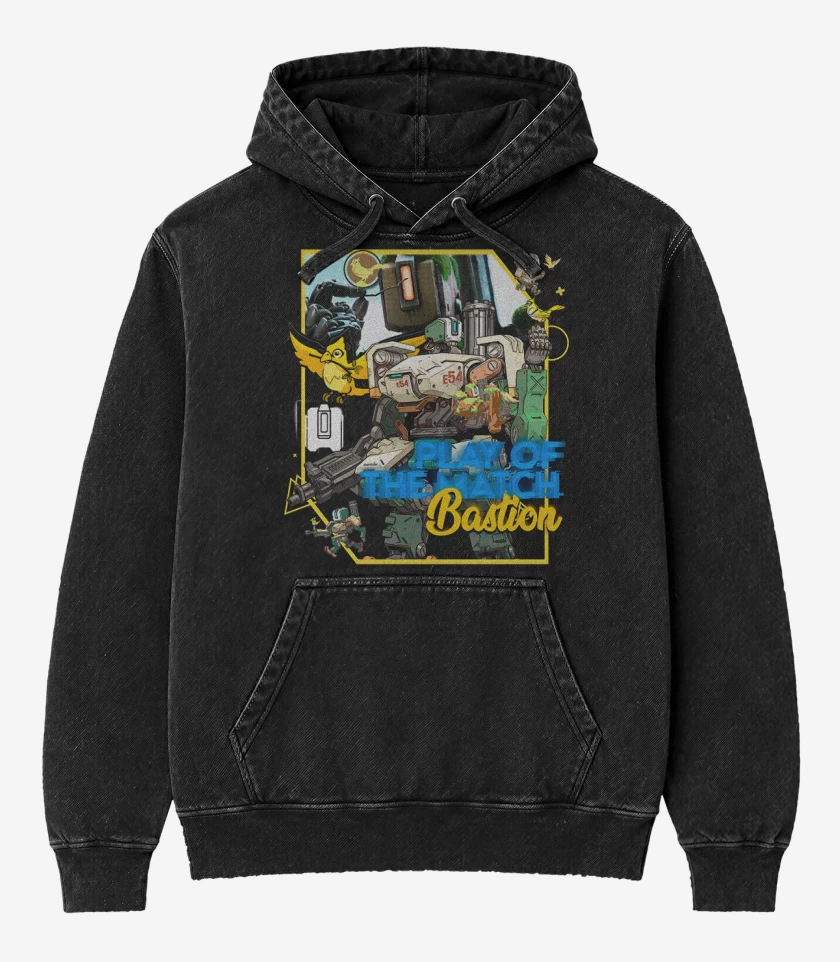 Poleron Canguro Acid Wash Negro de Play of the match bastion