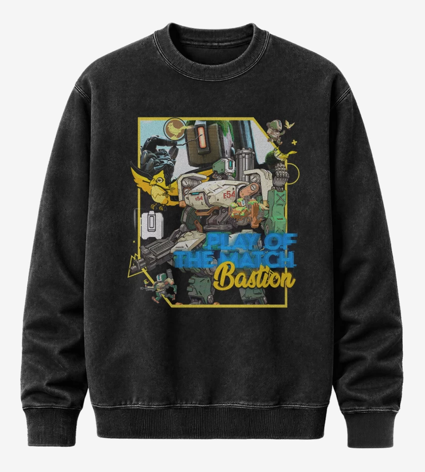 Poleron Polo Acid Wash Negro de Play of the match bastion