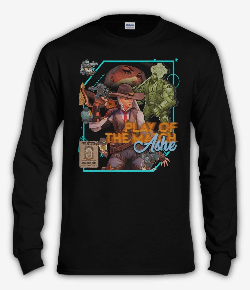 Polera manga larga Negro de Play of the match Ashe