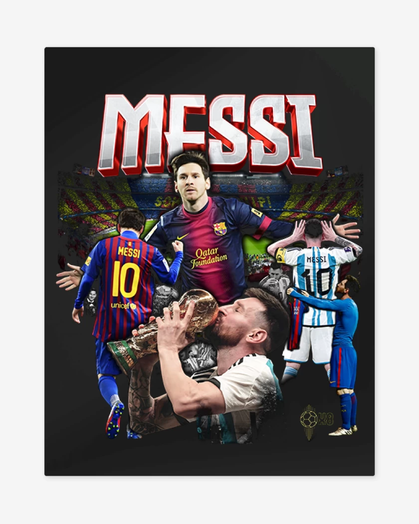 Print metalico Negro de Messi 