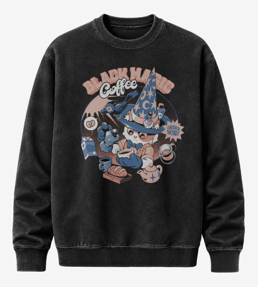 Poleron Polo Acid Wash Negro de Black Magic Coffee