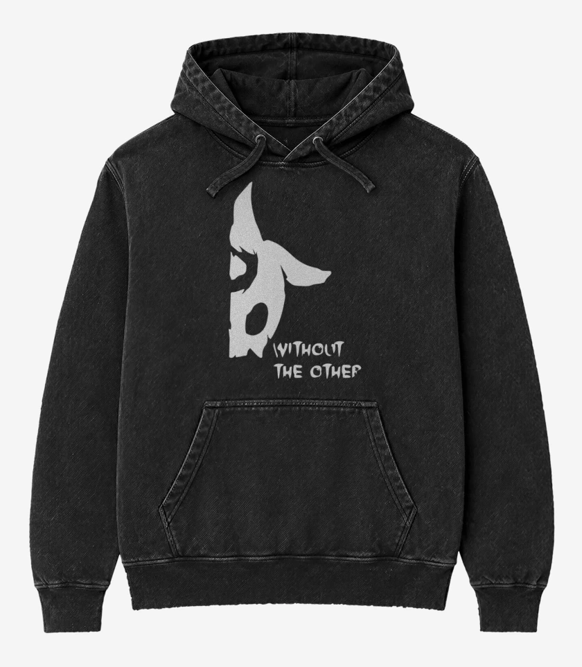 Poleron Canguro Acid Wash Negro de Kindred without the other