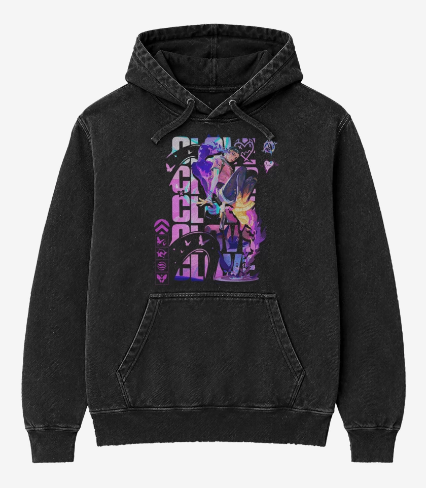 Poleron Canguro Acid Wash Negro de Clove