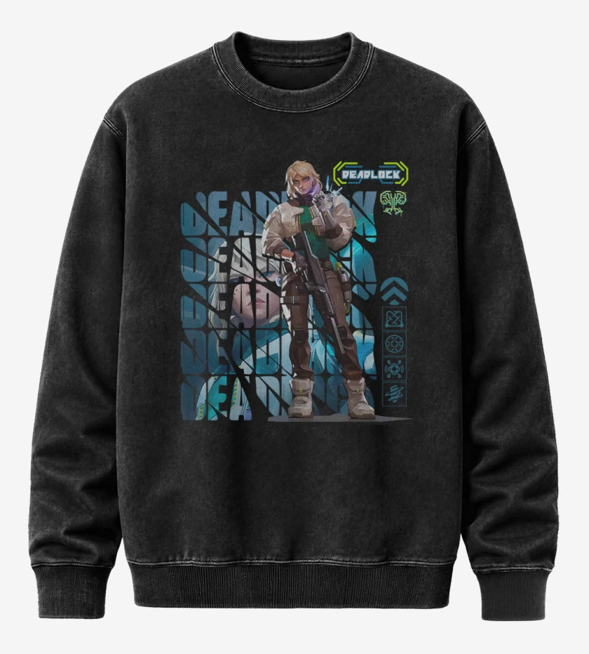 Poleron Polo Acid Wash Negro de Deadlock