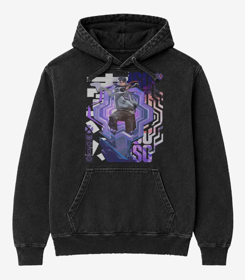 Poleron Canguro Acid Wash Negro de Iso