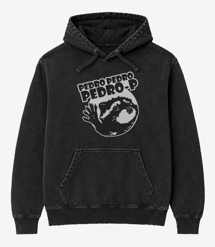 Poleron Canguro Acid Wash Negro de mapache pedro v1