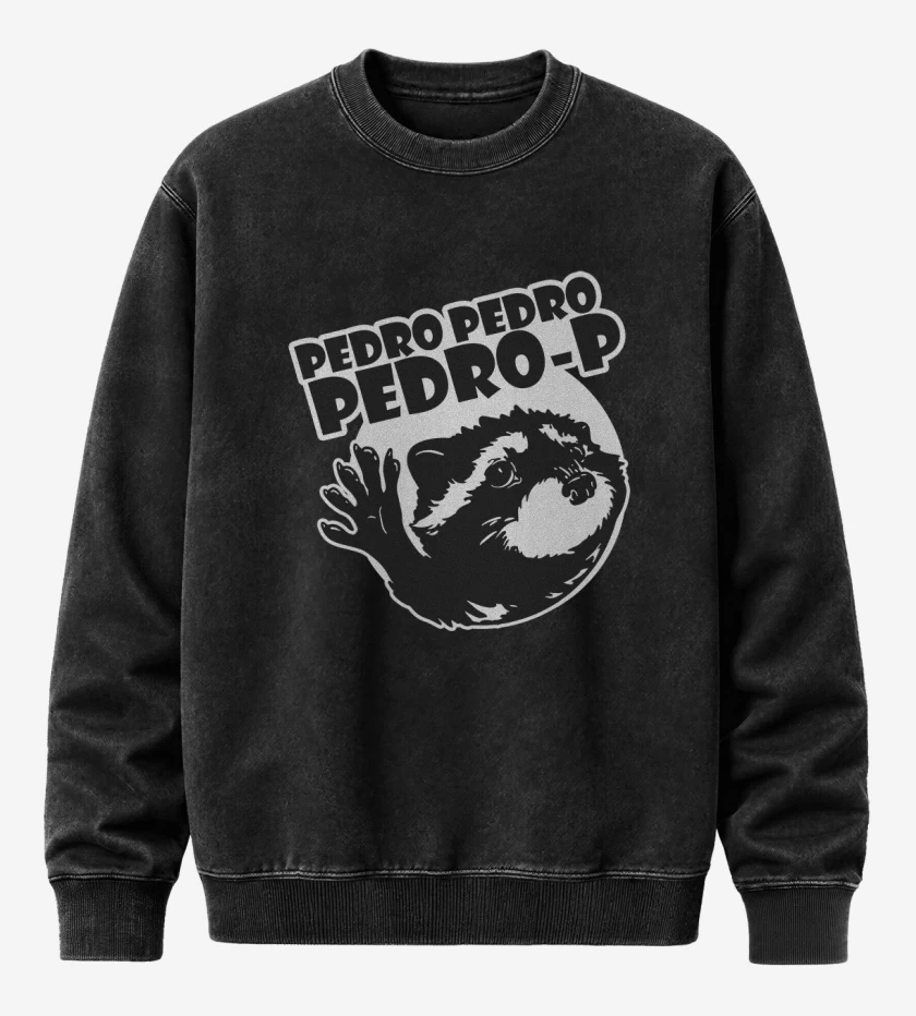 Poleron Polo Acid Wash Negro de mapache pedro v1
