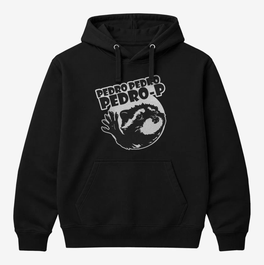 Polerón Canguro Negro de mapache pedro v1