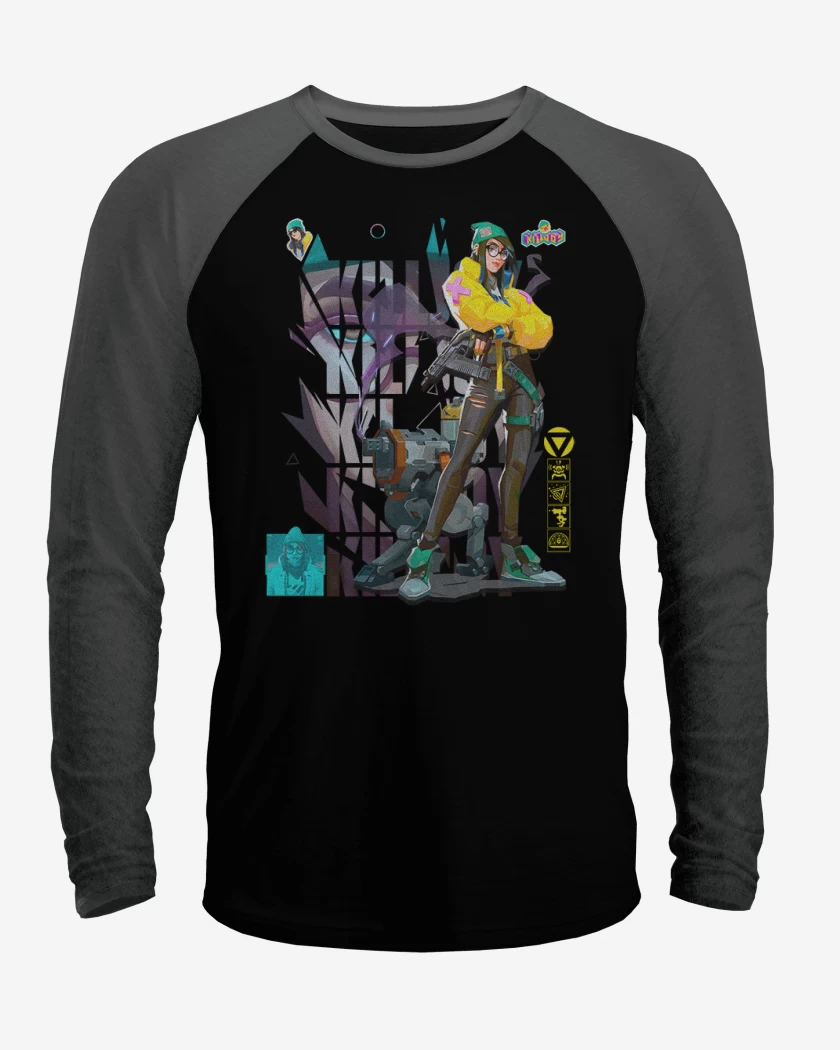 Polera Raglan Negro / Negro Heather de Killjoy
