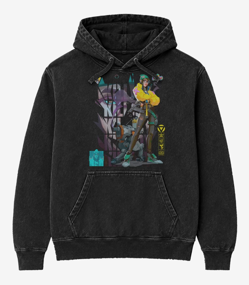 Poleron Canguro Acid Wash Negro de Killjoy