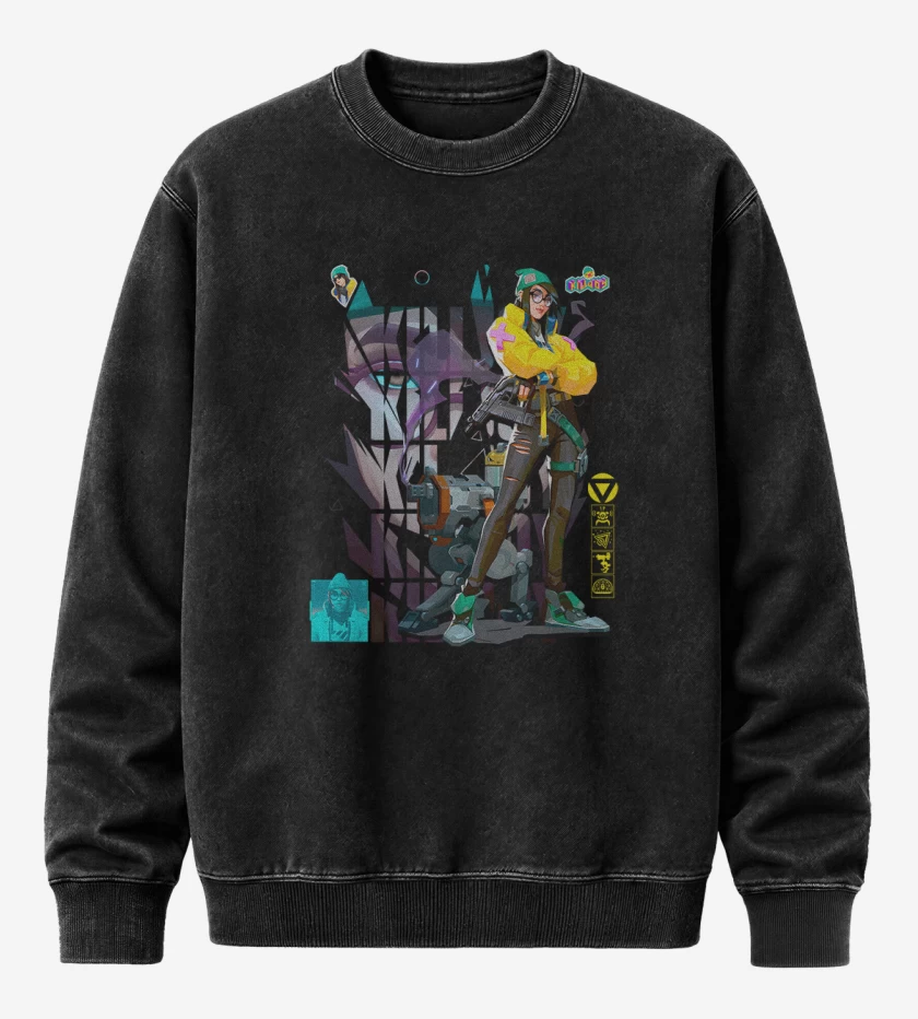 Poleron Polo Acid Wash Negro de Killjoy