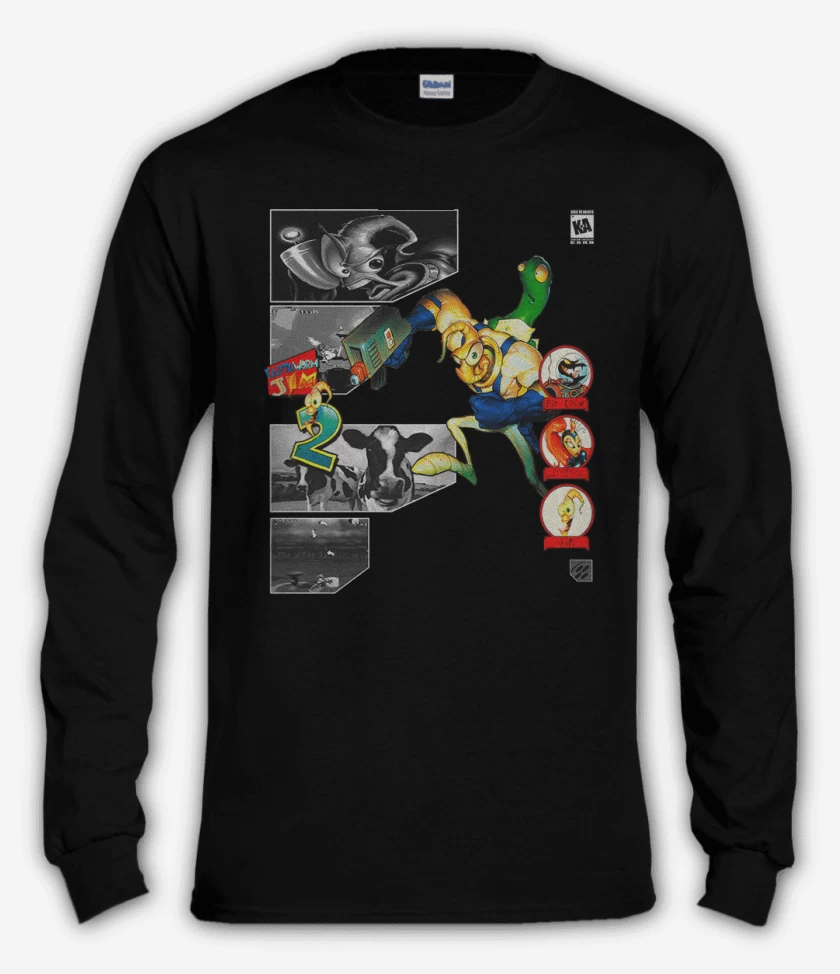 Polera manga larga Negro de Earthworm jim 2