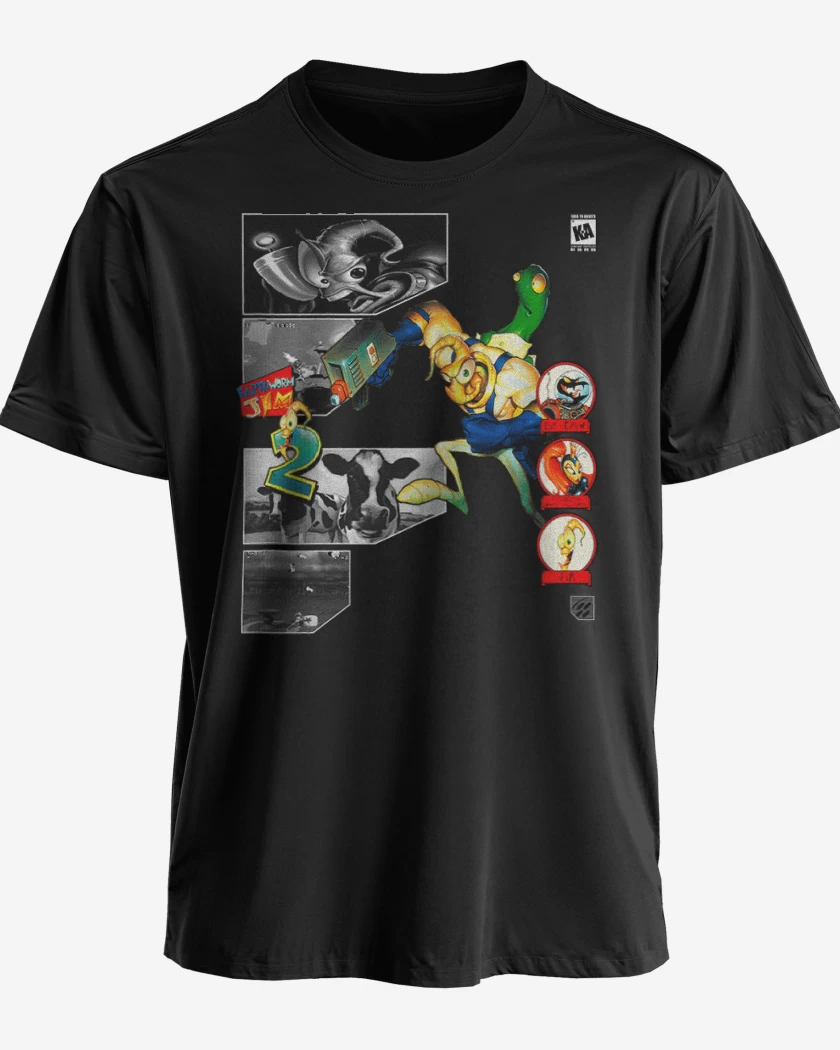 Polera premium Negro de Earthworm jim 2